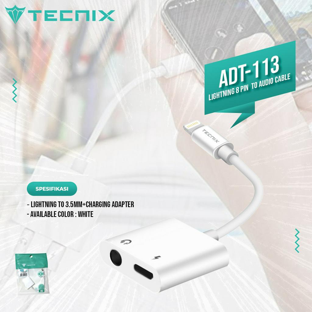 Tecnix ADT-113 Adapter Lightning to Audio Jack 3.5mm+Charging Adapter