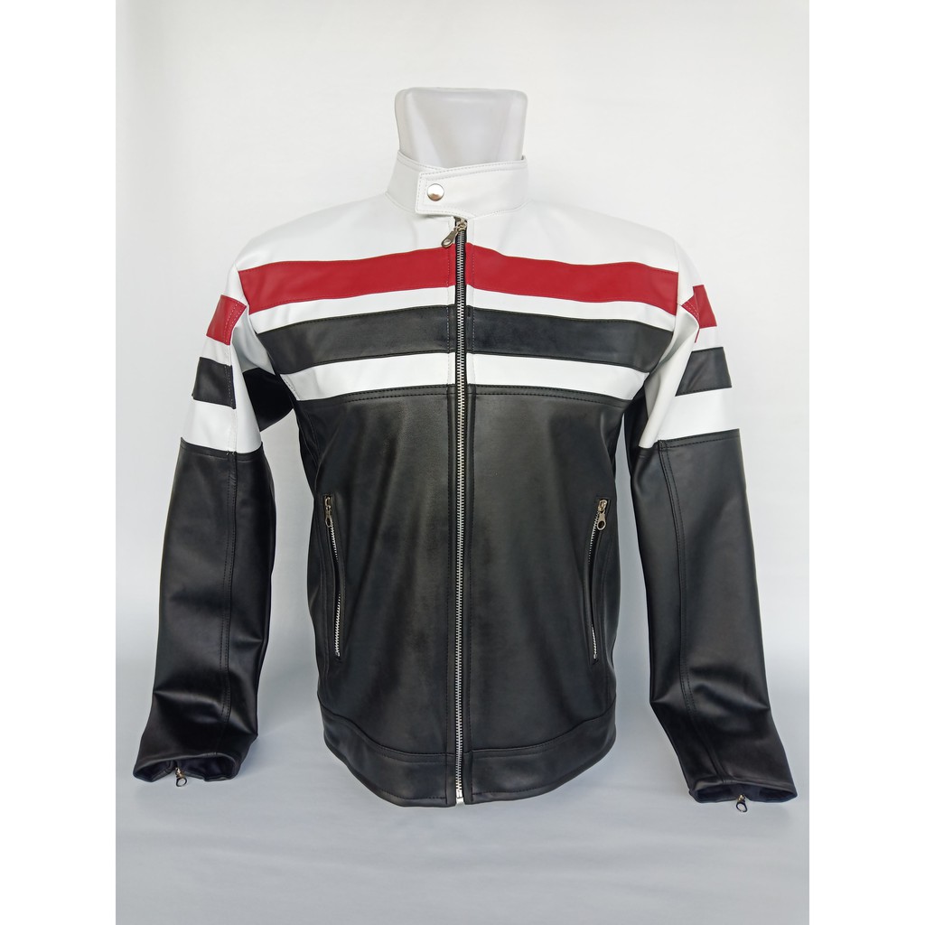 jaket kulit pria motor sport semi kulit jaket pria kulit sintetis import jaket club motor kombinasi