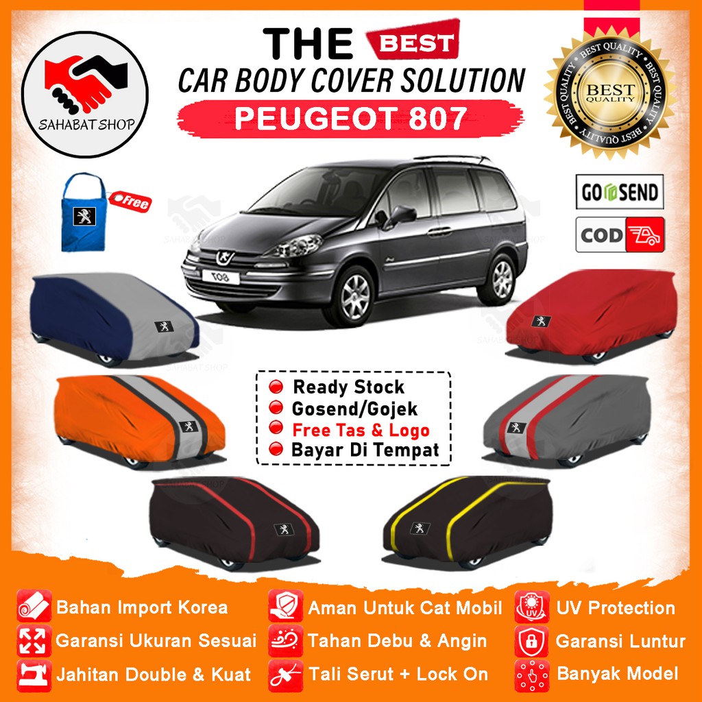 Sahabat Body Cover Mobil Peugeot 807 / Sarung Penutup Peugeot 807 Outdoor / Mantel Tutup Selimut Jas Pelindung Kerudung Mantol Kerodong Pembungkus Kelambu Tutupan Bungkus Mobil Peugeot 807 Waterproof Anti Air Model Orange