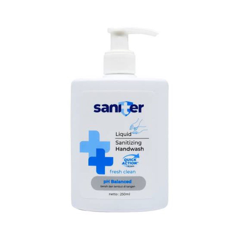 saniter handwash botol pump 250 ml , 50 ml sabun cair cuci tangan