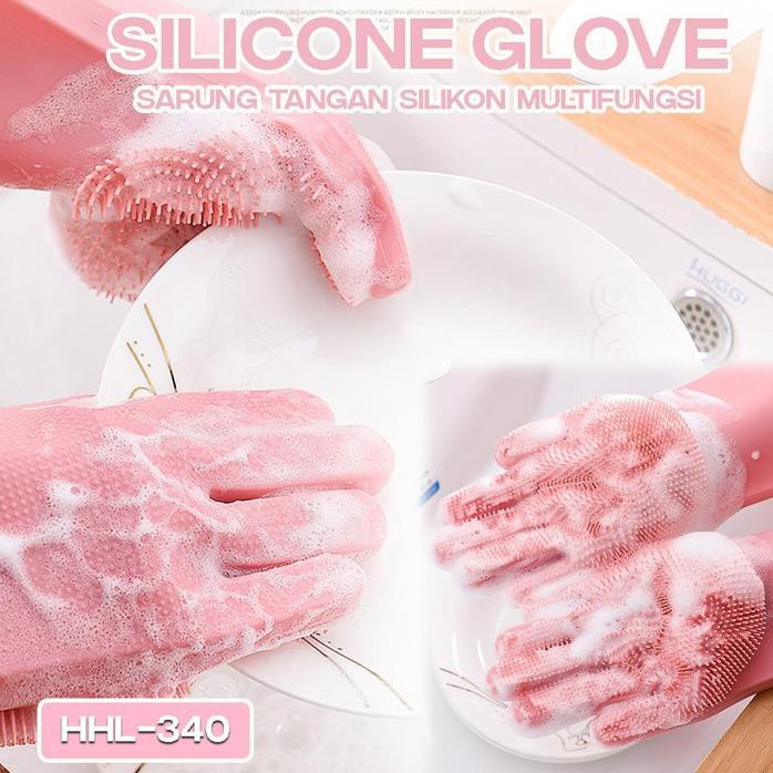 SILICONE GLOVE sepasang sarung tangan cuci sikat pembersih HHL-340 hemat