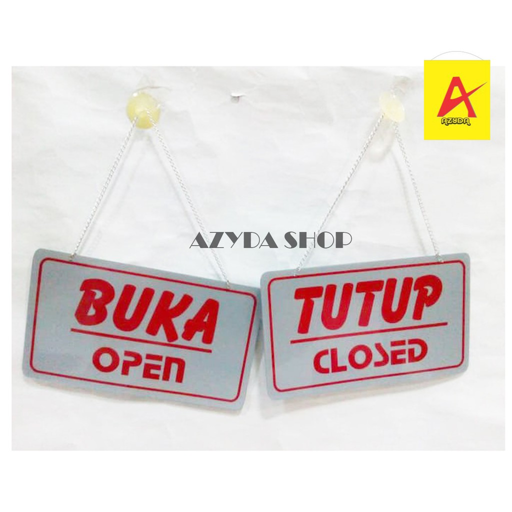 

Sign Board Akrilik Plat Label Buka Tutup Gantungan Open Closed