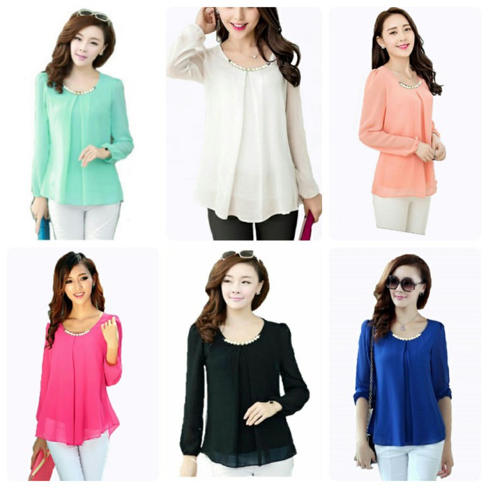 Nosh Kalung Mutiara Lengan Panjang Xl/Xxl - Putih, M