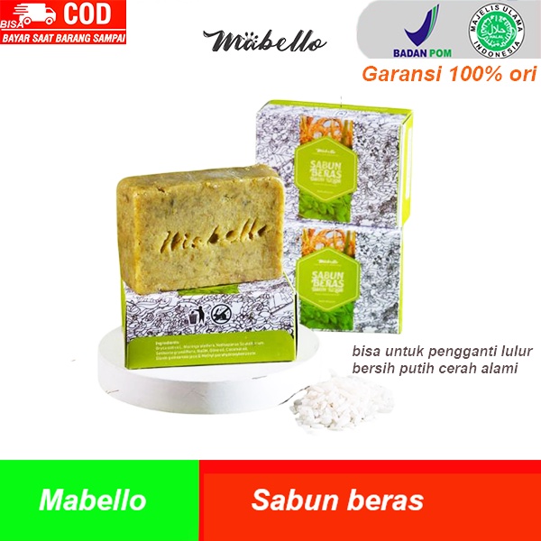 Sabun beras daun kelor mabello untuk mencerahkan kulit muka wajah dan badan mabelo BPOM