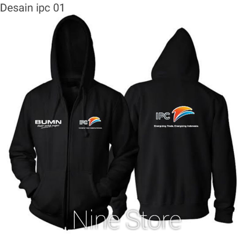 JAKET IPC / JAKET BUMN / ZIPPER HOODIE RESLETING TEBAL SABLON IPC PELINDO BUMN