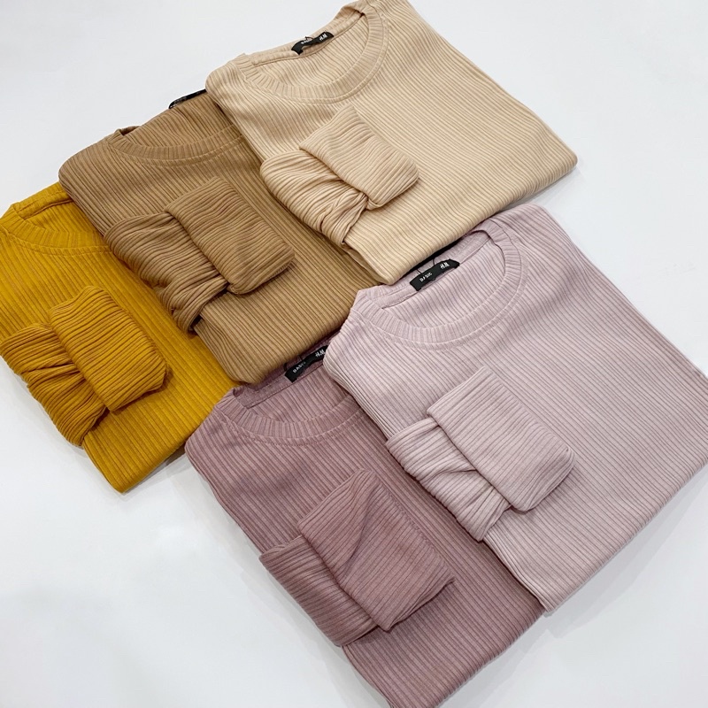 KAOS RIB KNIT TEBAL UNISEX POLOS LENGAN PANJANG PREMIUM / T SHIRT BASIC UNISEX PRIA WANITA