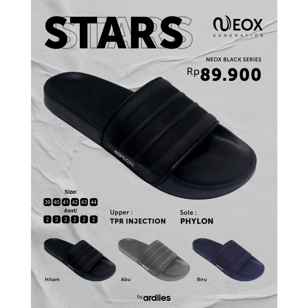 Ardiles Neox STARS - Sandal Selop Fashion Trendy Kekinian Pria Slip On Original Ardiles