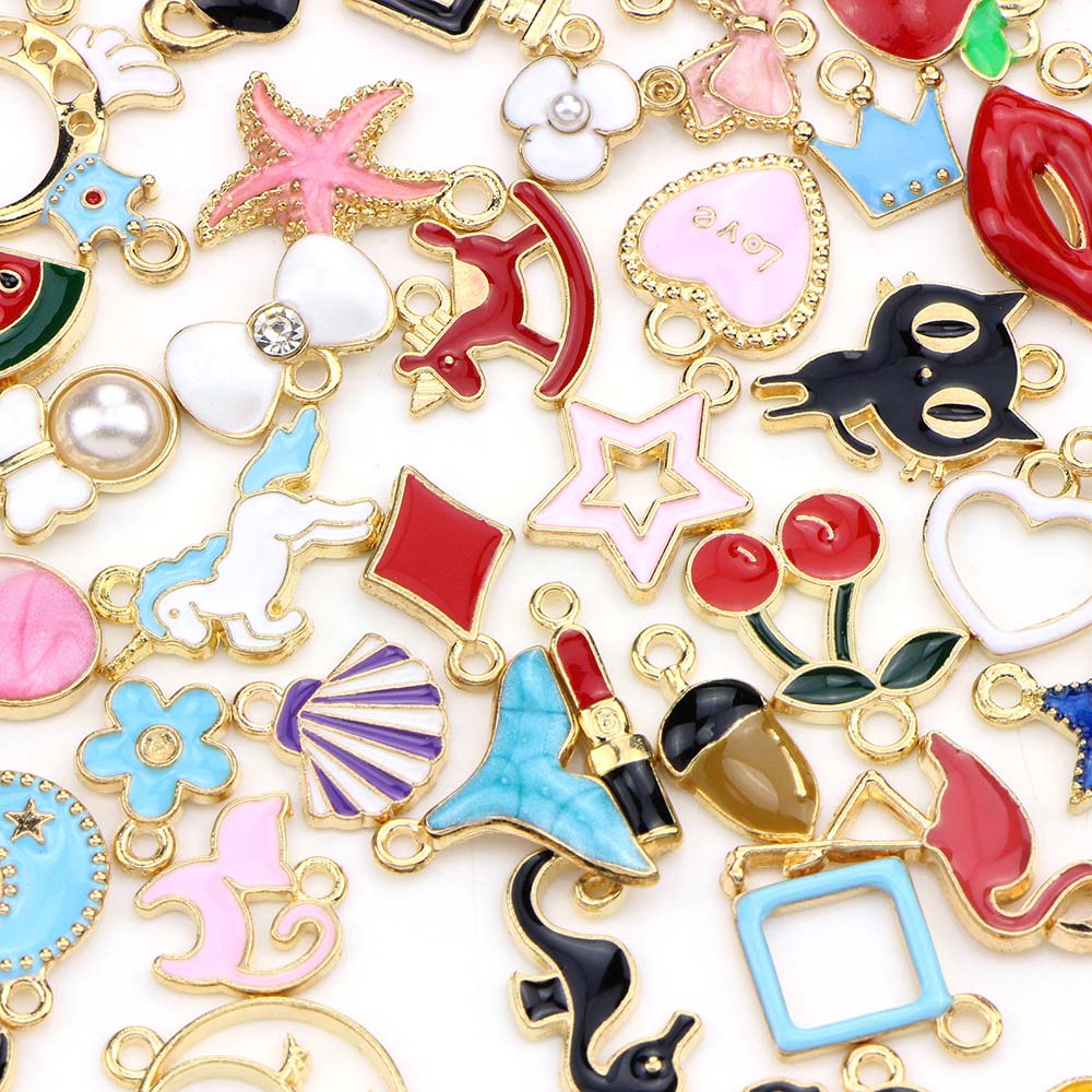 10pcs Liontin Enamel Bentuk Buah Bahan Alloy Tembaga Untuk Perhiasan