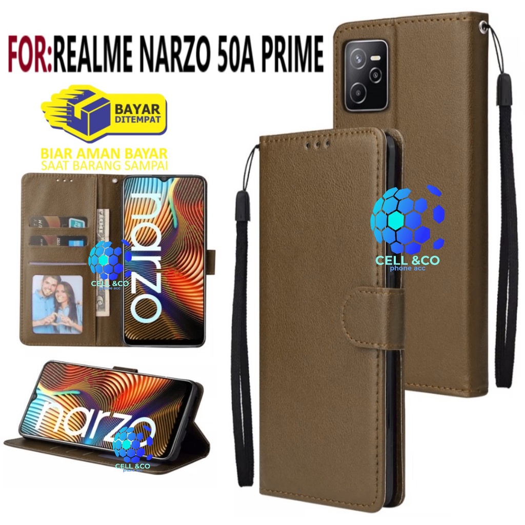 REALME NARZO 50A PRIME CASE FLIP LEATHER WALLET PREMIUM FLIP CASE BUKA TUTUP KESING HP CASING FLIP CASE WALLET REALME NARZO 50A PRIME