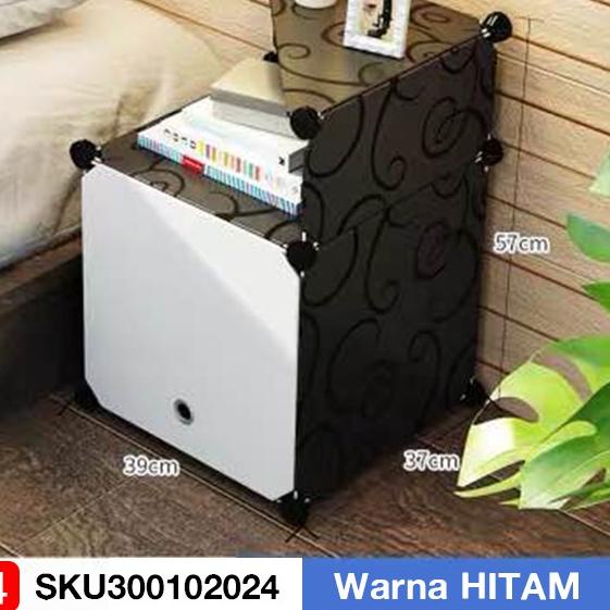 ☊ Sunxin - Lemari Kotak Persegi Plastik Portable Bongkar Pasang Rak Serbaguna Susun Rak Buku 2 Pintu