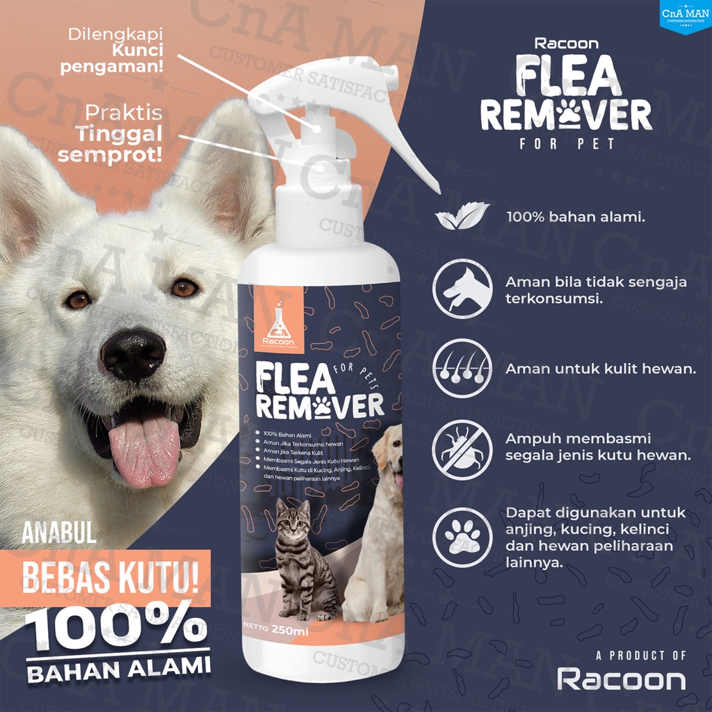 RACOON Obat Kutu Hewan Anjing &amp; Kucing Bahan Alami / Flea Remover