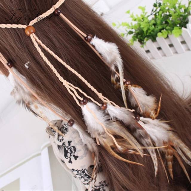 Headband ikat Kepala Hiasan Rambut Bulu Merak Bulu Indian Boho Bohemian