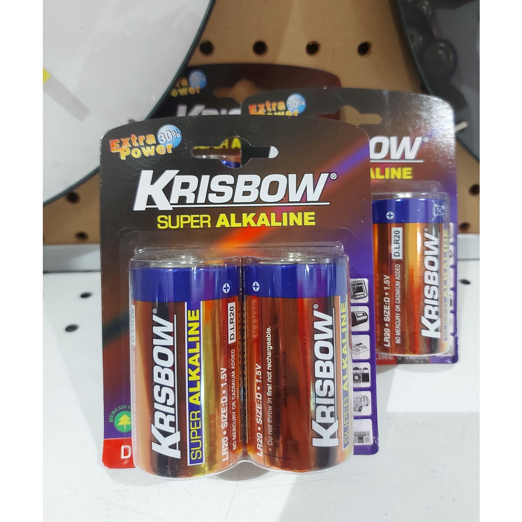 KRISBOW BATERAI ALKALINE D 2PCS / BATERAI EKSTRA POWER 30% / BATERAI JUMBO