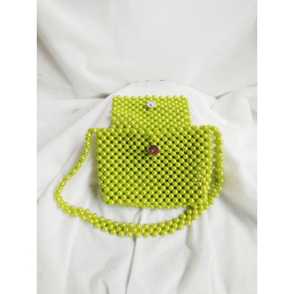 Beaded Bag Mini Tas / Tas Manik / Tas Mutiara / Sling Bag - Green