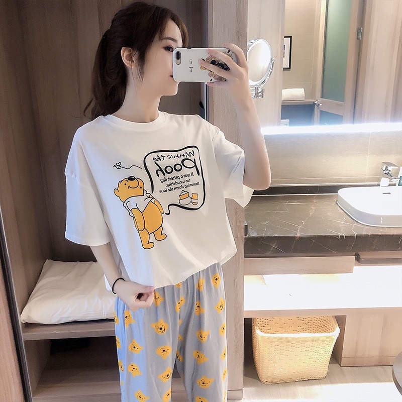 2CP • Baju Tidur CP Import • Kaos Lengan Pendek Celana Panjang • Fashion Wanita