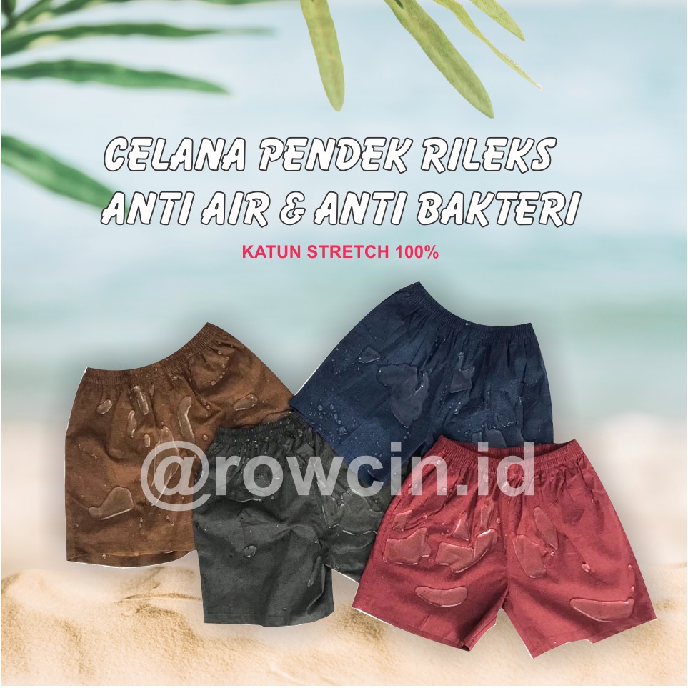 CELANA KOLOR PENDEK ANTI AIR ANTI BAKTERI FULL KATUN UNISEX PRIA DAN WANITA (BOXER)