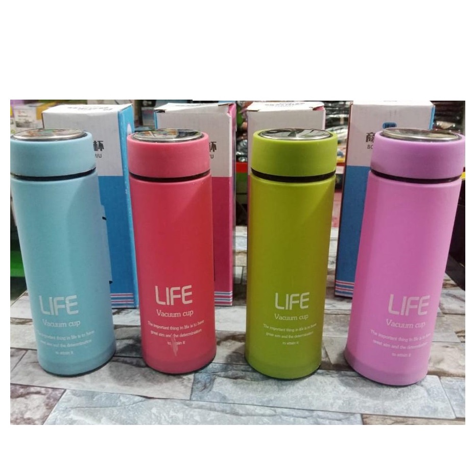 Botol Kaca Life 450ml Botol Air Minum Motif Karakter Animal Termos Glass Bottle Tumbler