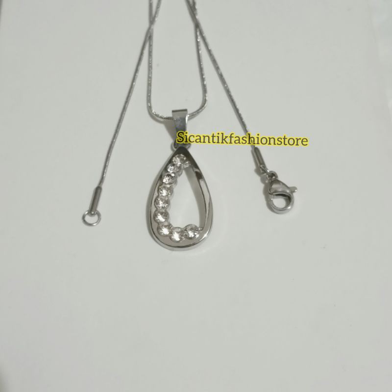 Kalung Titanium liontin silver permata Fashion wanita terlaris anti Karat liontin silver permata