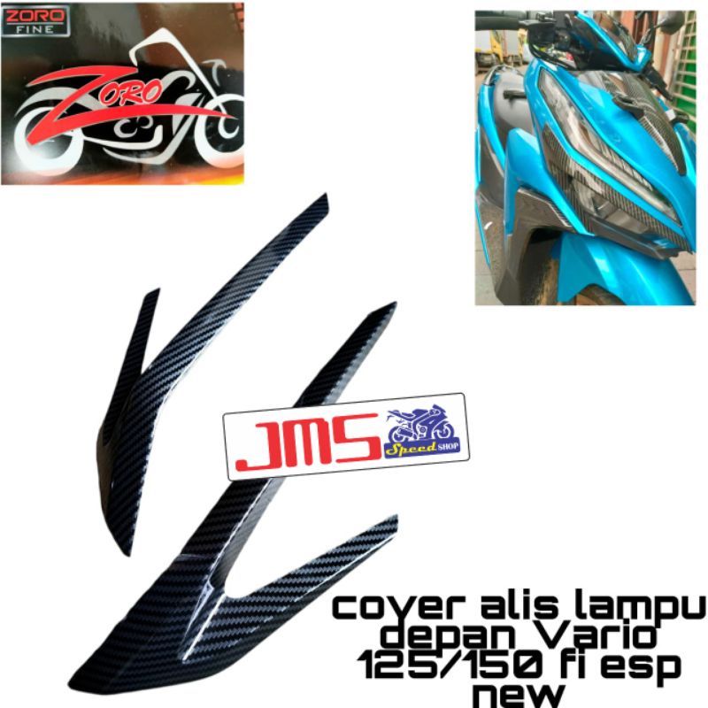 cover tutup alis lampu carbon kiri dan kanan Vario 125/150 led zoro pnp