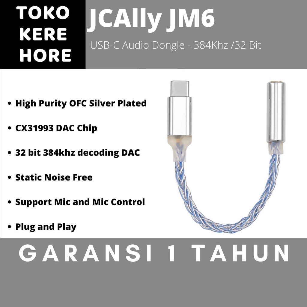 JCAlly JM6 CX31993 USB Type C Audio Dongle 32 bit 784Khz