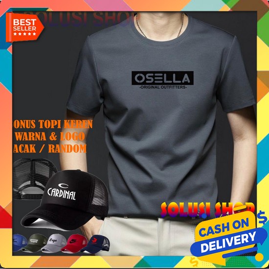 Promo Kaos Pria Terkini Pakaian Sablon Polos Termurah Murah Over Size  Kaos Pendek Osella Blok Hitam