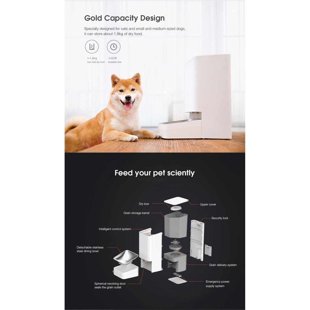 Mi Dispenser Pemberian makan Otomatis Cat Dog - Smart Pet Feeder