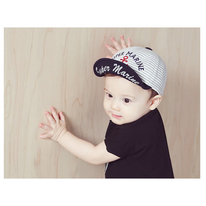 Super Marine Korean Cap Grey / Topi Bayi / Topi Anak