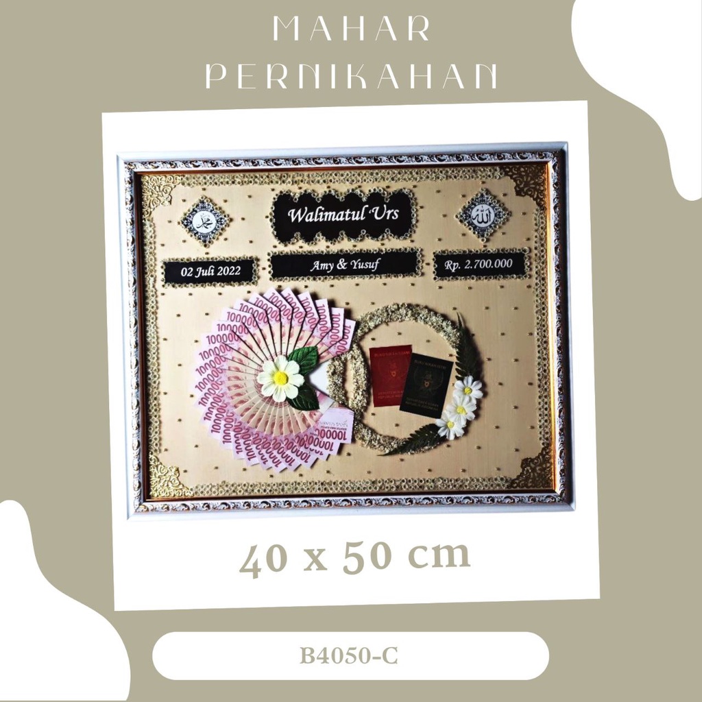Bingkai Mahar Pernikahan Rustic