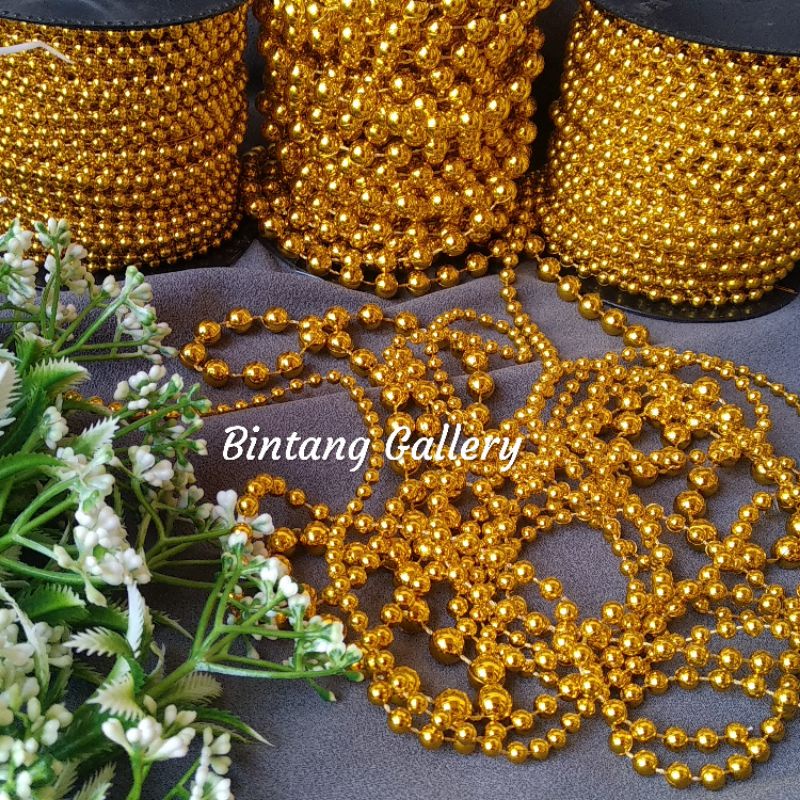 1 M MUTIARA RENTENG 4/5/6/8 MM GOLD &amp; SILVER / AKSESORIS MAHAR