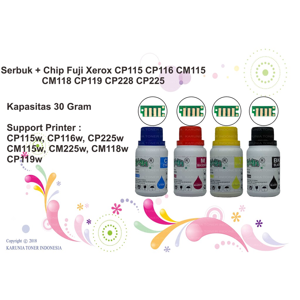 Serbuk + Chip Fuji Xerox Cp115 CP116 CM115 CM118 CP119 CP228 CP225