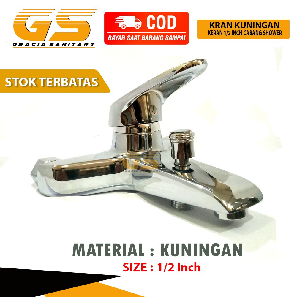 Kran Shower Keran Bathtub Mixer Air Hot Cool Keran 2 Cabang Kuningan