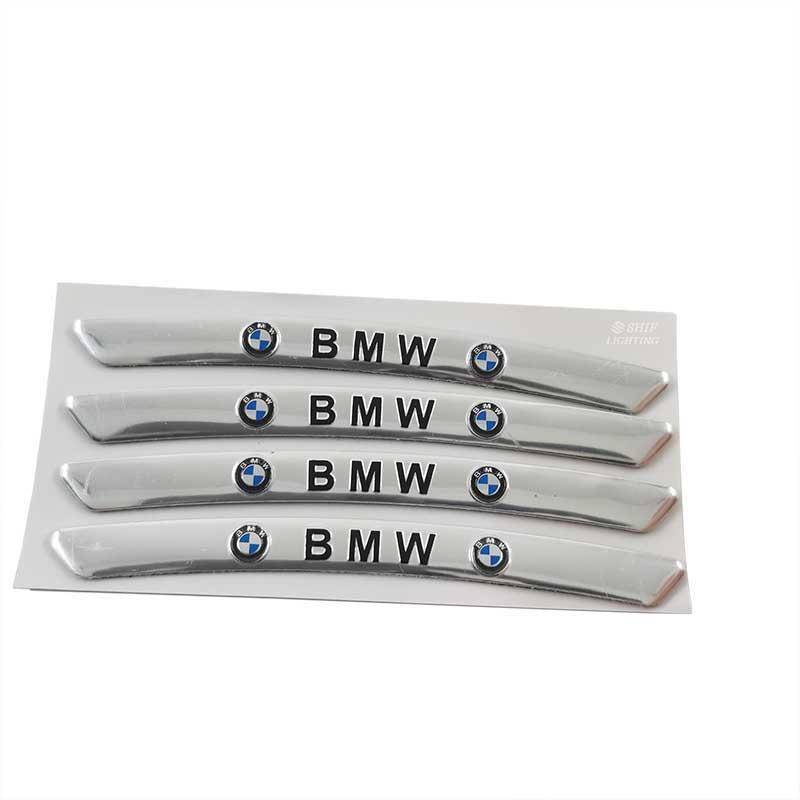 4pcs Stiker Emblem / Badge Logo Bmw Bahan Aluminum Untuk Dekorasi Ban Mobil