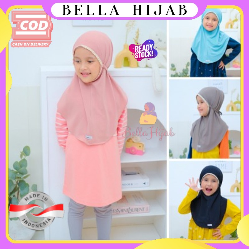 J028 Hijab Jersey Renda Anak Tanggung Usia 2-6 tahun bahan lembut Bergo Renda Anak Jilbab Maryam Ren