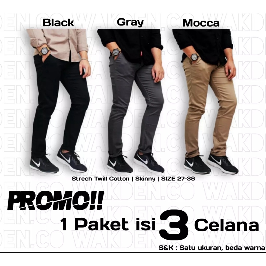 PROMO CELANA PANJANG CATON CHINOS PRIA BELI 3 HARGA 100 RIBU