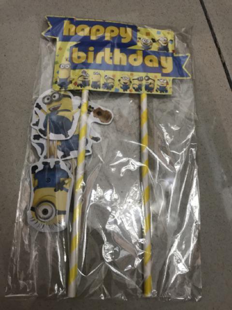 Hiasan Kue Cake Topper Birthday C1 Minion Isi 7