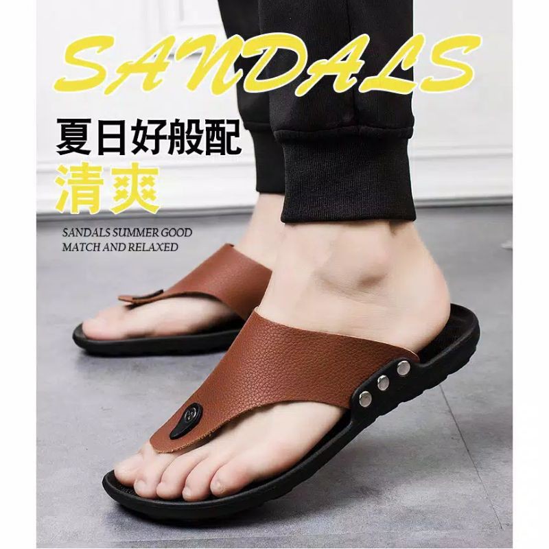 SANDAL KULIT ASLI PRIA/SANDAL FASHION IMPOR/SANDAL TERLARIS