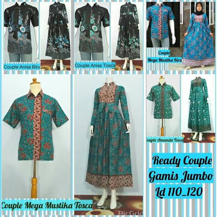sarimbit couple gamis jumbo ld 110 120 batik pekalongan
