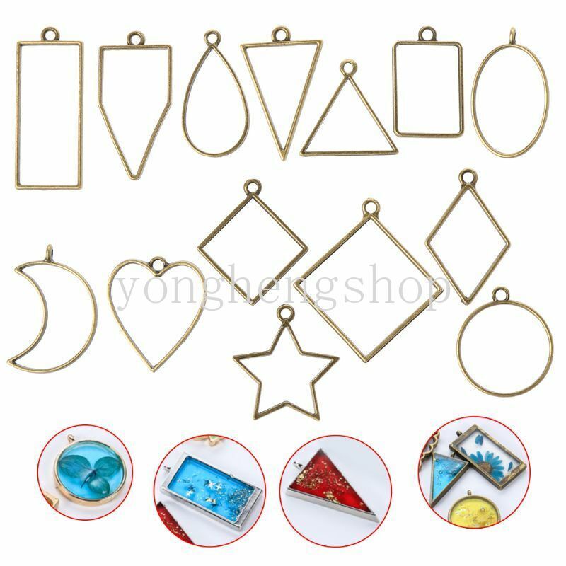 10pcs / set Cetakan Resin Epoksi UV Frame Metal Geometri Hollow Campur Untuk Membuat Perhiasan DIY