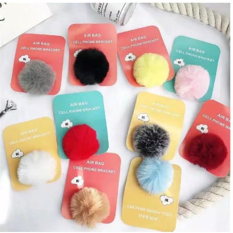 ( Fy ) COD Popsocket lucu Pompom Popsockets Bulu / Popsocket PVC Motif (PREMIUM) B17