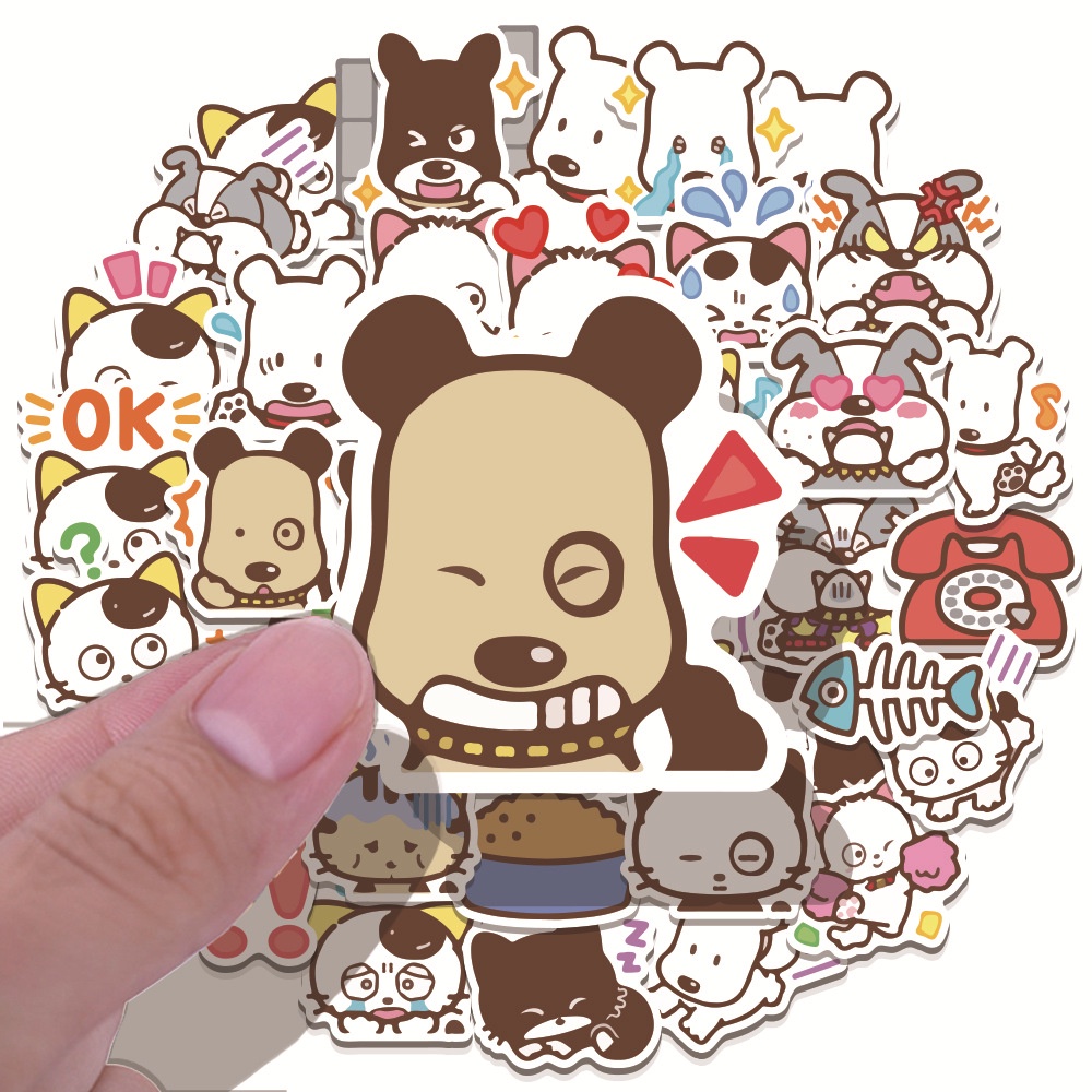 Kucing lucu stiker Duomo dan Jurnal bahan kartun ponsel case cangkir air Stiker anjing Xiao Zhang