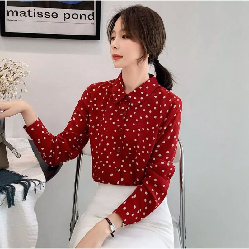 KEMEJA WANITA MOTIF POLKADOT KEMEJA WANITA TERMURAH