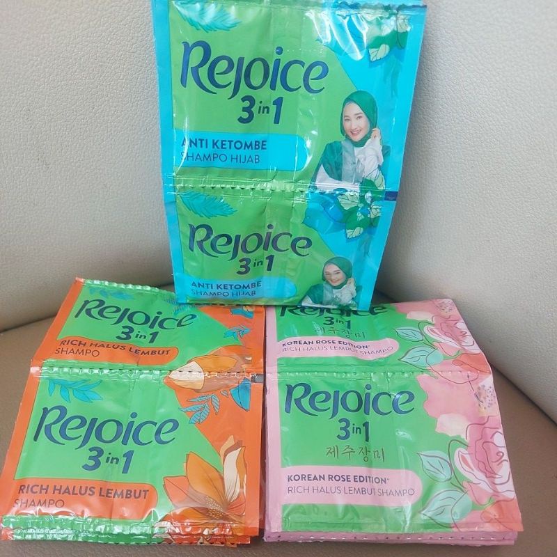 Rejoice Shampo Rich Hijab 3in1 Korean Rose Renceng isi 12 sachet