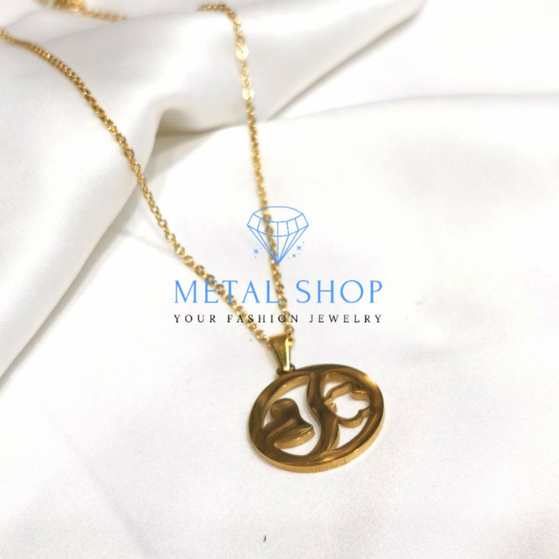 Kalung set liontin anting titanium terlaris model love bear