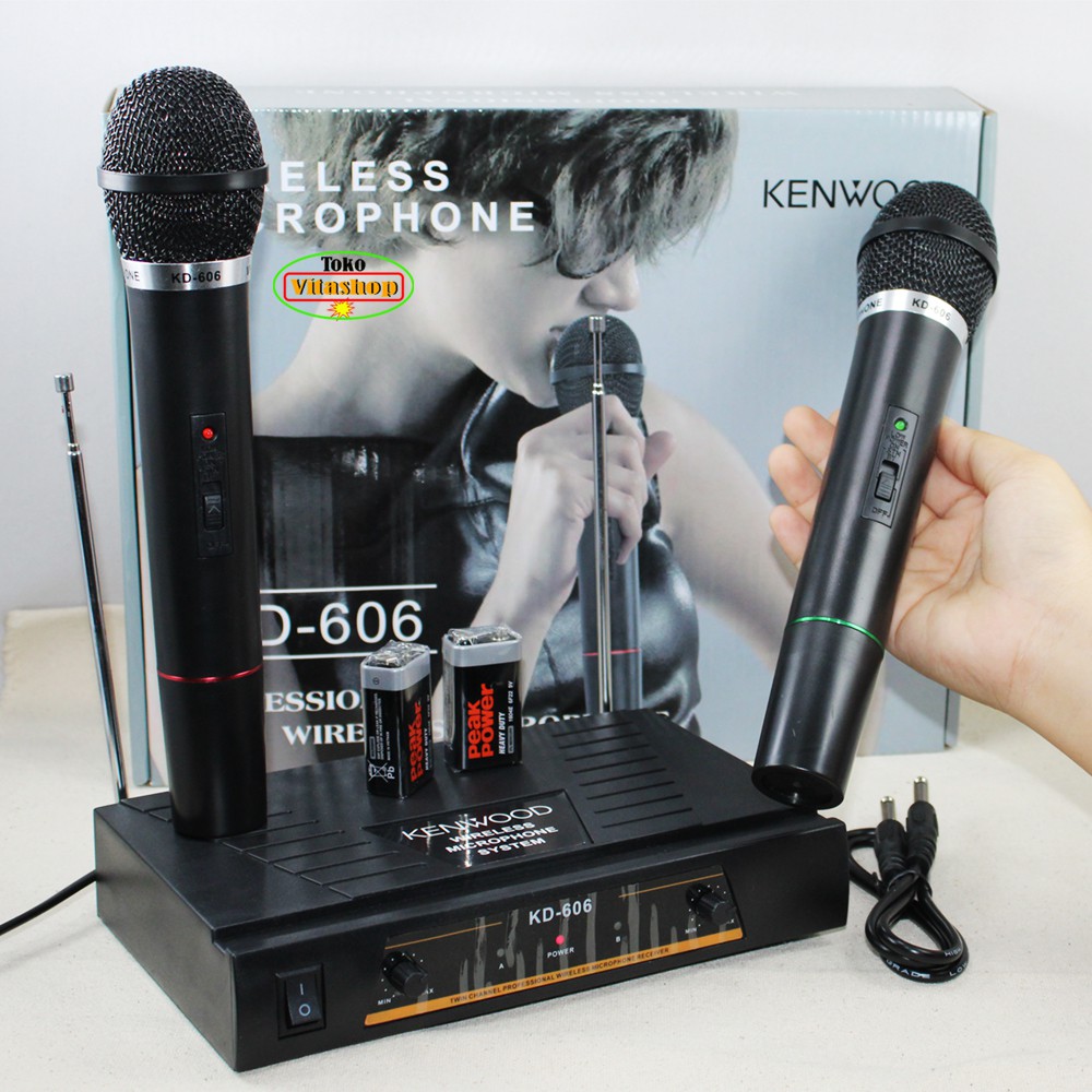 Microphone Wireless Double  Mic Kenwood KD-606 Microphone / Mikropon Tanpa Kabel