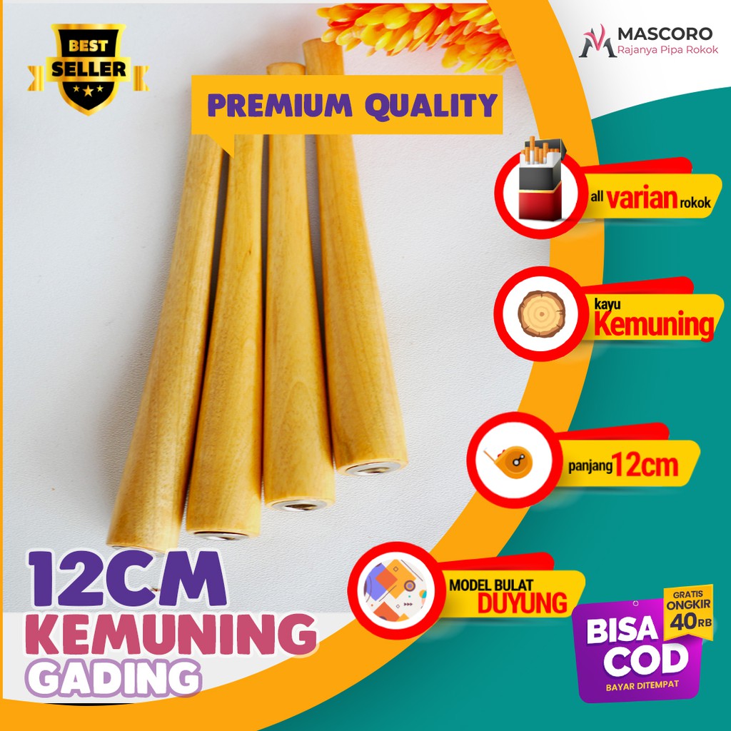 once pipa roko kayu kemuning gading padudan rokok 12cm orange jasmine