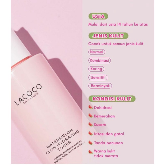 LACOCO EN NATURE  WATERMELON GLOW HYDRATING TONER 100ML