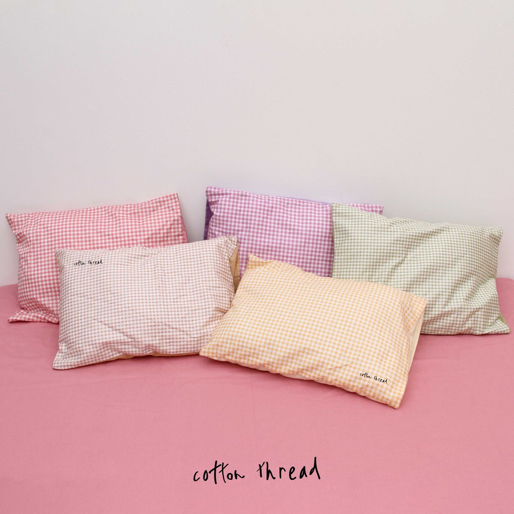 Pillow & Bolster Set Printed - Gigham ( Japanese Cotton)  - Cotton Thread