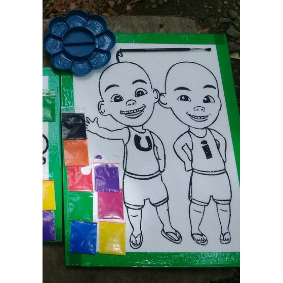 

mewarnai bahan styrofoam paket siap pakai koas+palet dah cat air + cat