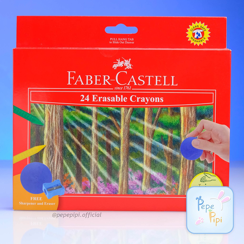 Erasable Crayons Faber Caltell 12 &amp; 24 Warna Crayon Bisa Dihapus Krayon Free Serutan &amp; Penghapus