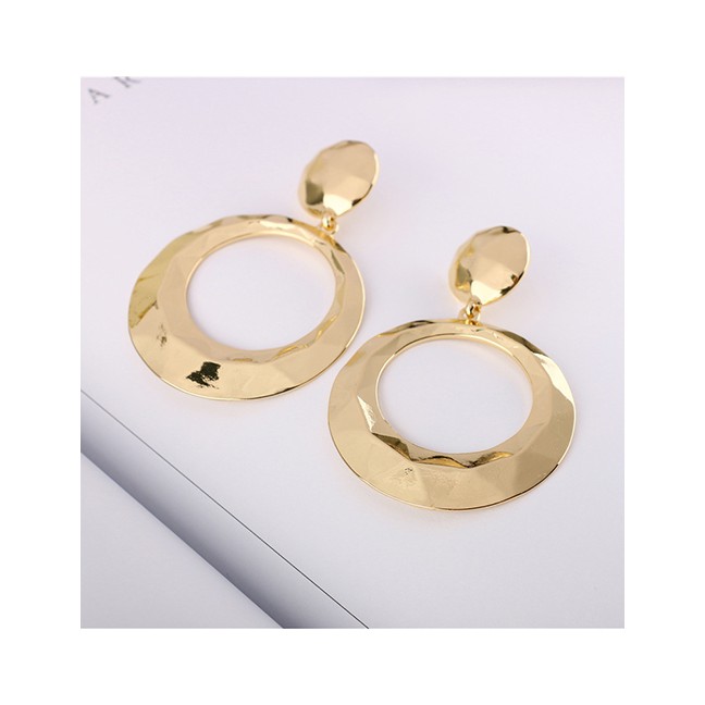 LRC Anting Tusuk Fashion Golden Alloy Diamond Geometric Stud Earrings D84669